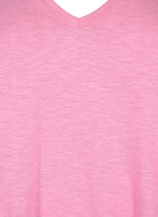 Kurzärmeliges Basic T-Shirt mit V-Ausschnitt, Rosebloom, Packshot image number 2