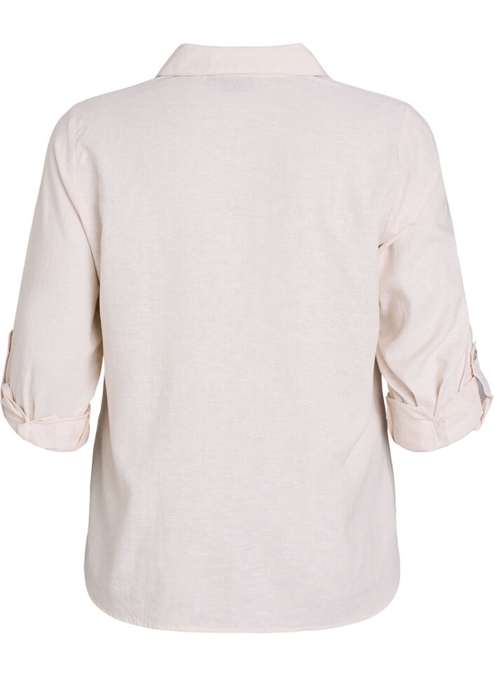 Bluse aus Leinen und Viskose mit 3/4-&Auml;rmeln, Beige, Packshot image number 1