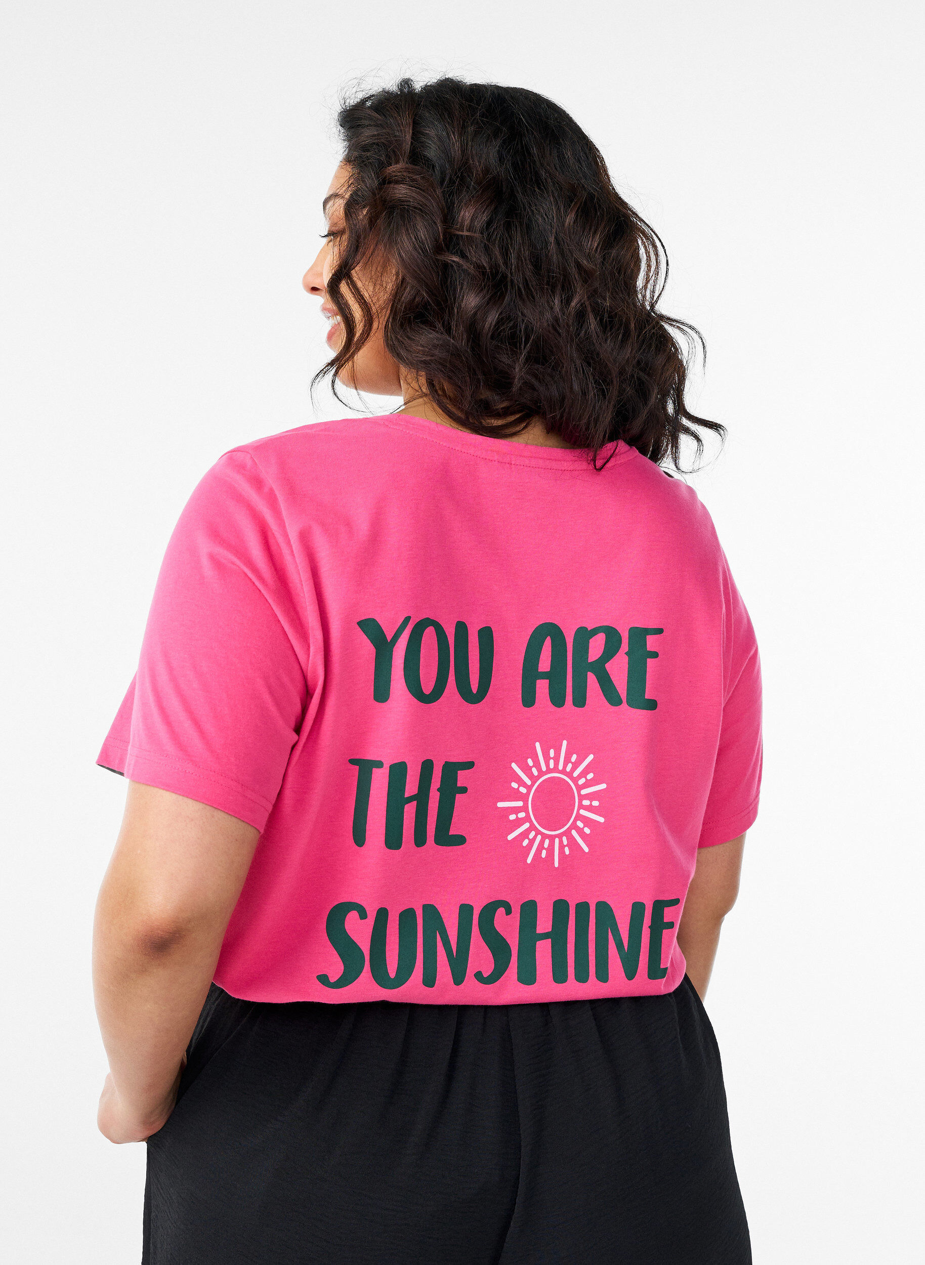 T-Shirt mit Print, Pink, Model