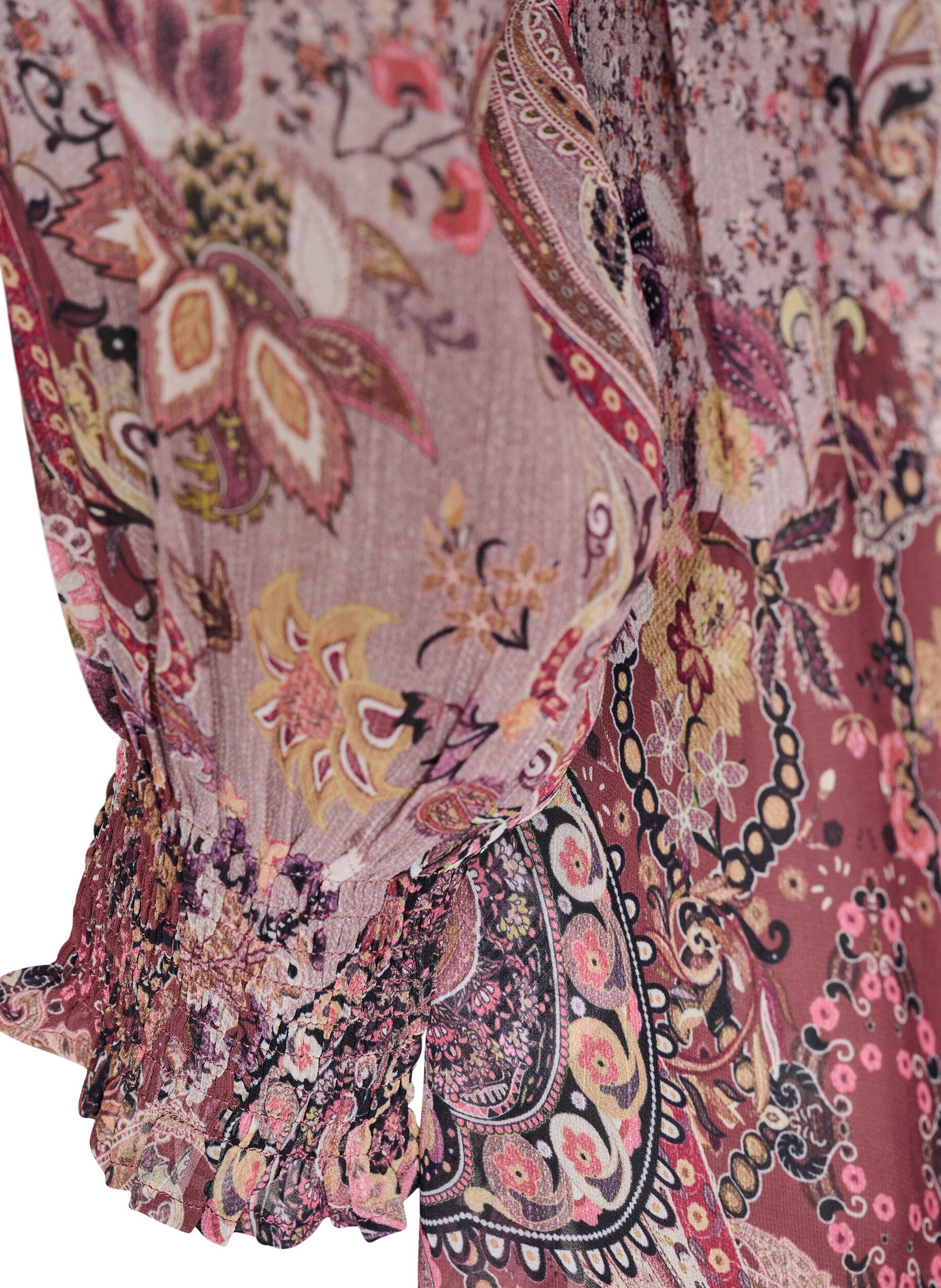ZizziTunika mit Paisleymuster und gesmokten &Auml;rmelb&uuml;ndchen, Rot, Packshot image number 3