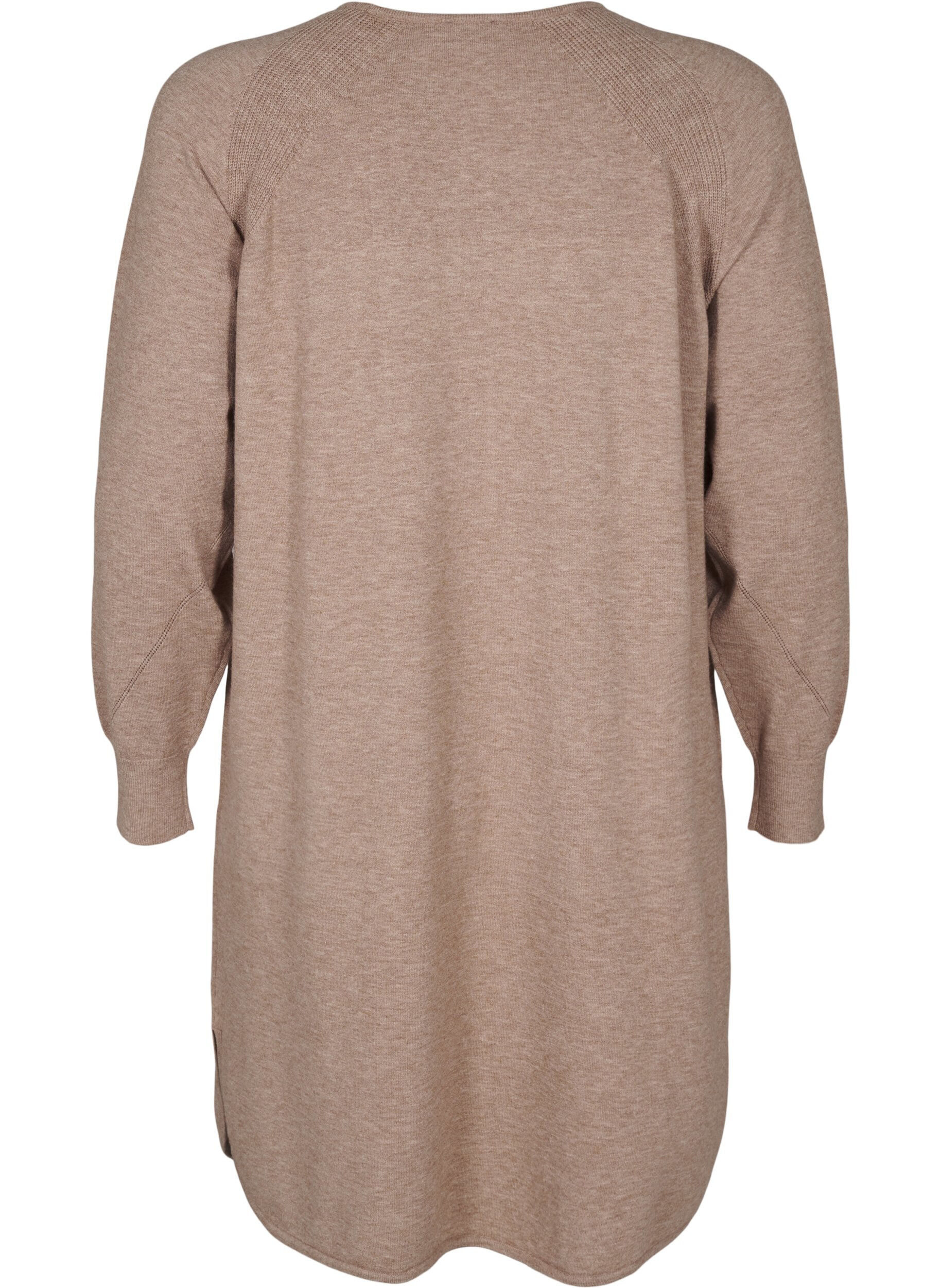 ZizziStrickkleid mit Rundhalsausschnitt und Strickmuster, Fossil Mel., Packshot image number 1