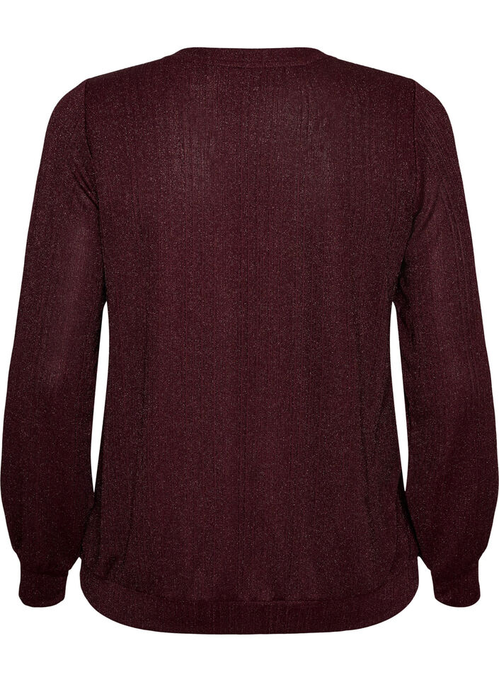 Bluse mit vertikaler Struktur und Glitzerfaden, Rot, Packshot image number 1