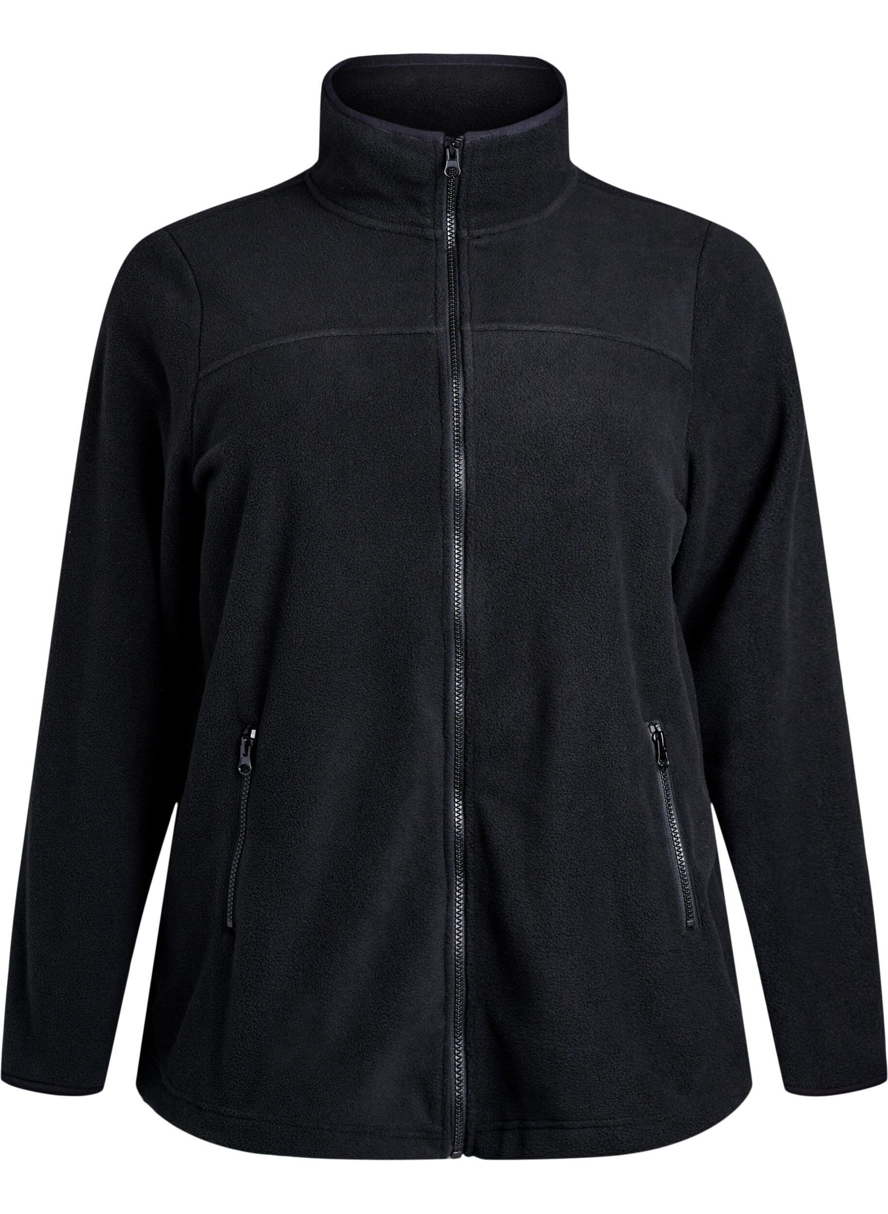 ZizziFleecejacke mit Taschen, Schwarz, Packshot image number 0