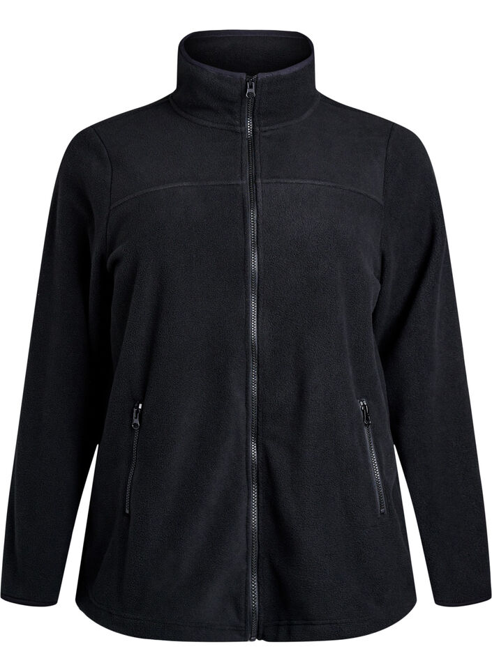 Fleecejacke mit Taschen, Schwarz, Packshot image number 0