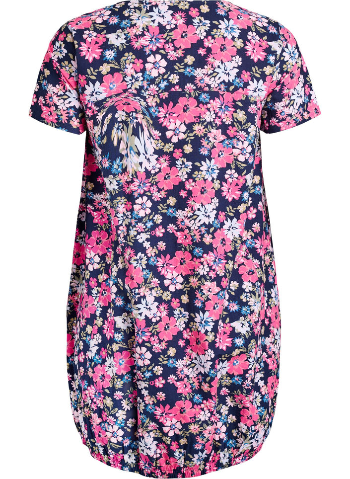 Kurz&auml;rmliges Baumwollkleid mit Print, Blau, Packshot image number 1