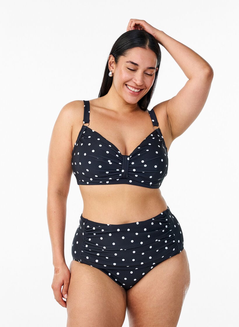 Bikinioberteil mit B&uuml;gel und Muster, Schwarz, Model image number 1
