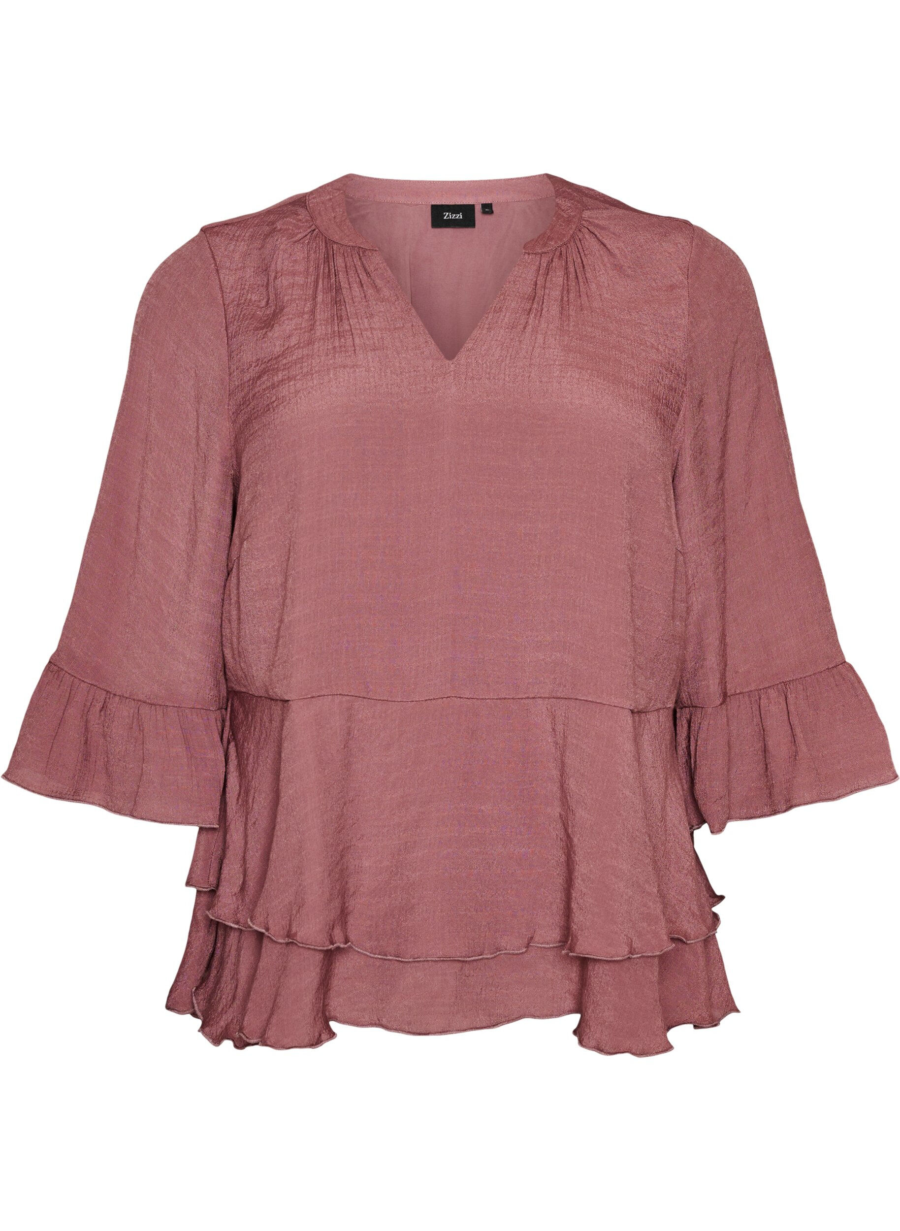 Bluse mit 3/4-&Auml;rmeln und R&uuml;schendetails