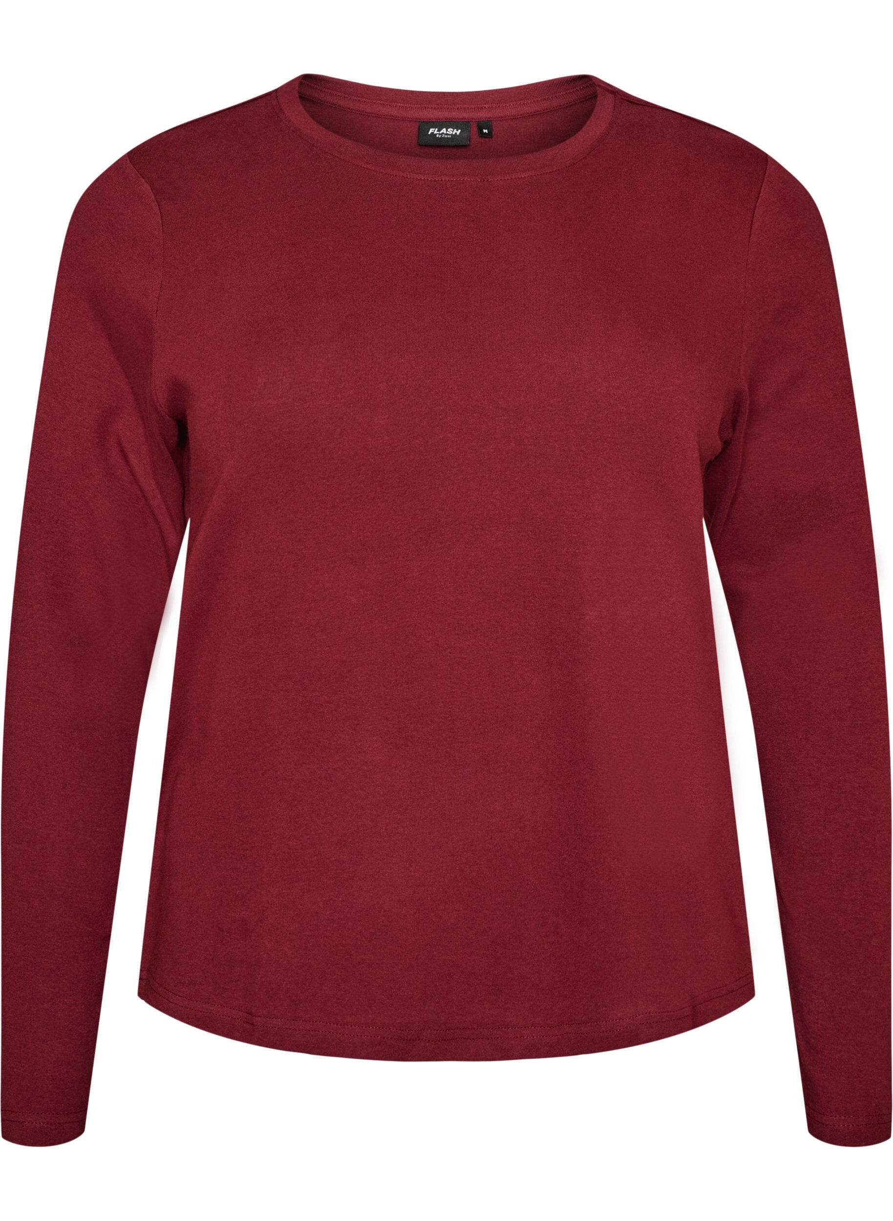 ZizziLangarm-Basic-T-Shirt mit Rundhalsausschnitt, Rot, Packshot image number 0