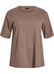 Bluse aus geripptem Jersey mit kurzen &Auml;rmeln, Braun, Packshot image number 0