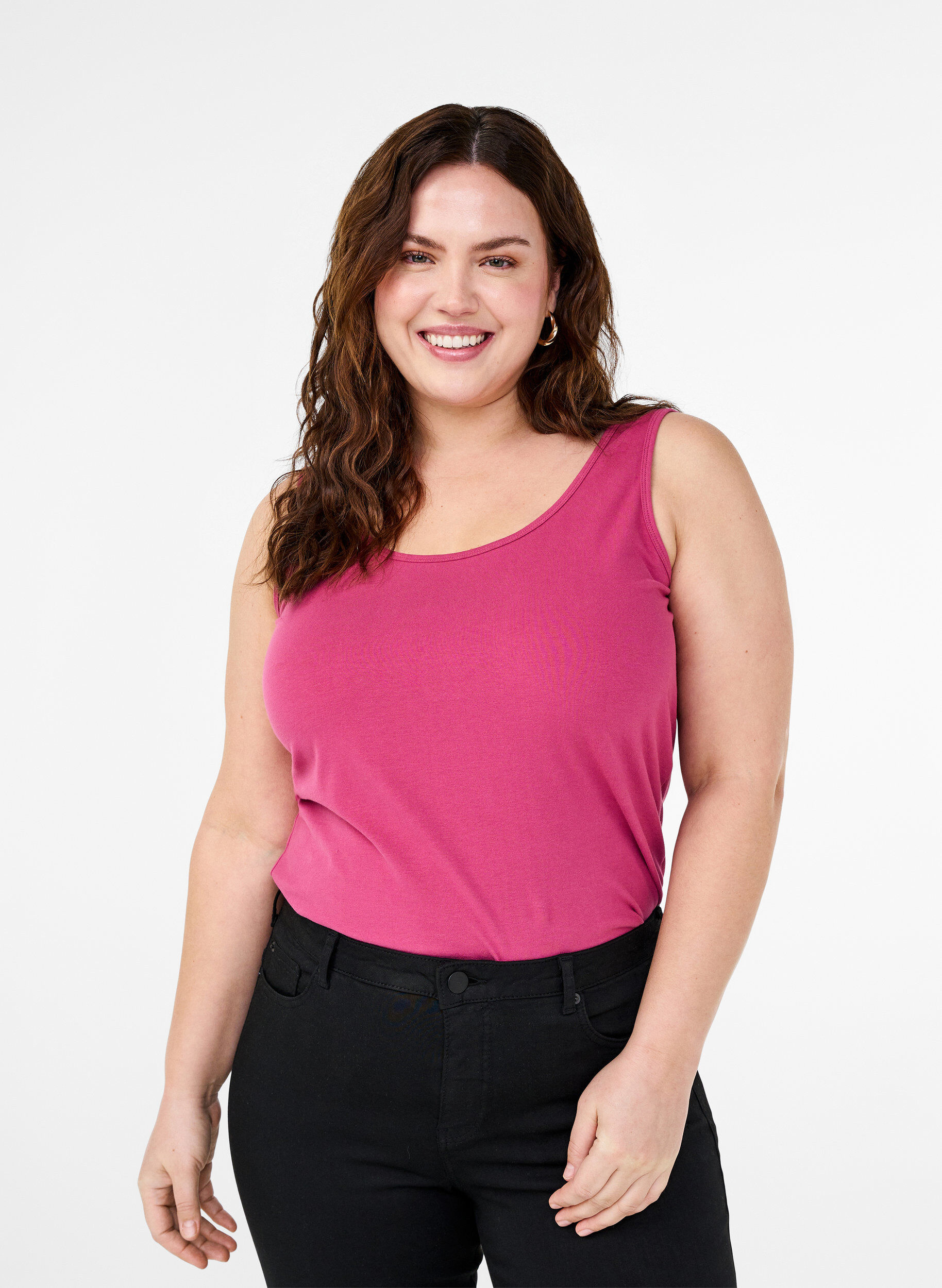 ZizziSolide Farbe Grundoberteil aus Baumwolle, Rot, Model image number 0