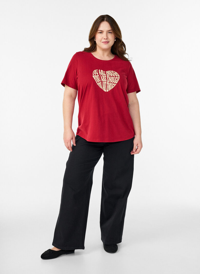 T-Shirt mit Print, Rot, Model image number 1