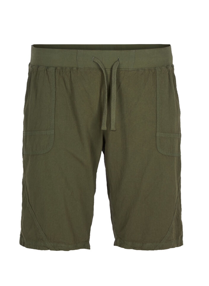 Lockere Shorts aus Baumwolle mit Taschen , Ivy Green, Packshot image number 0