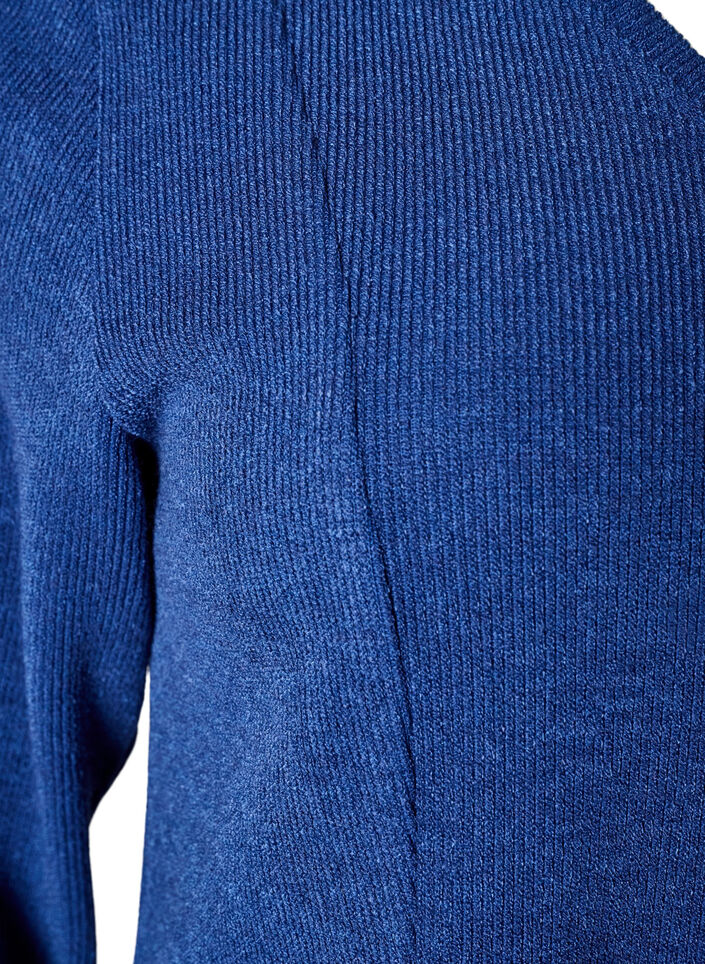 Bluse aus Jersey mit gerippter Struktur und A-Linien-Passform, Blau, Packshot image number 3