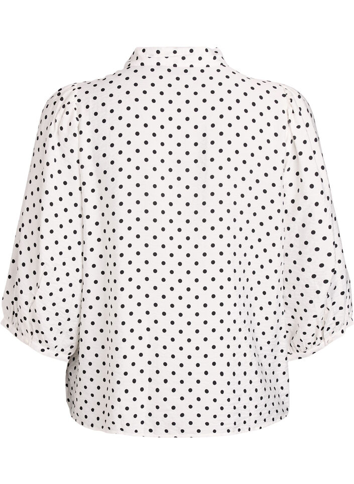 Bluse mit P&uuml;nktchenmuster und 3/4-&Auml;rmeln, Wei&szlig;, Packshot image number 1