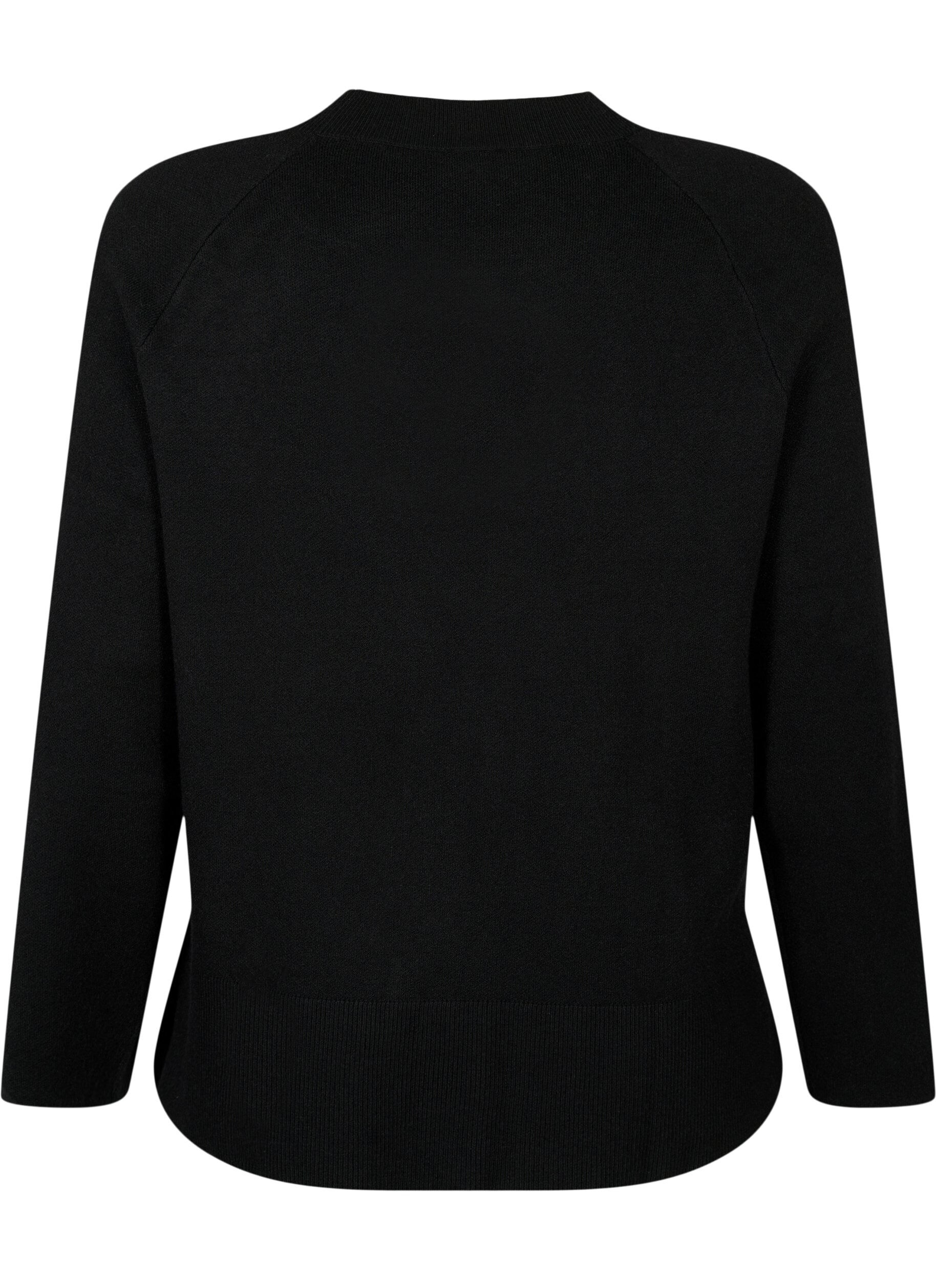 ZizziPullover aus Viskosemischung mit Seitenschlitz	, Black, Packshot image number 1