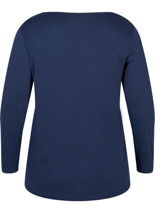 Langarm Bluse aus Baumwolle mit Mesh, Navy Blazer, Packshot image number 1