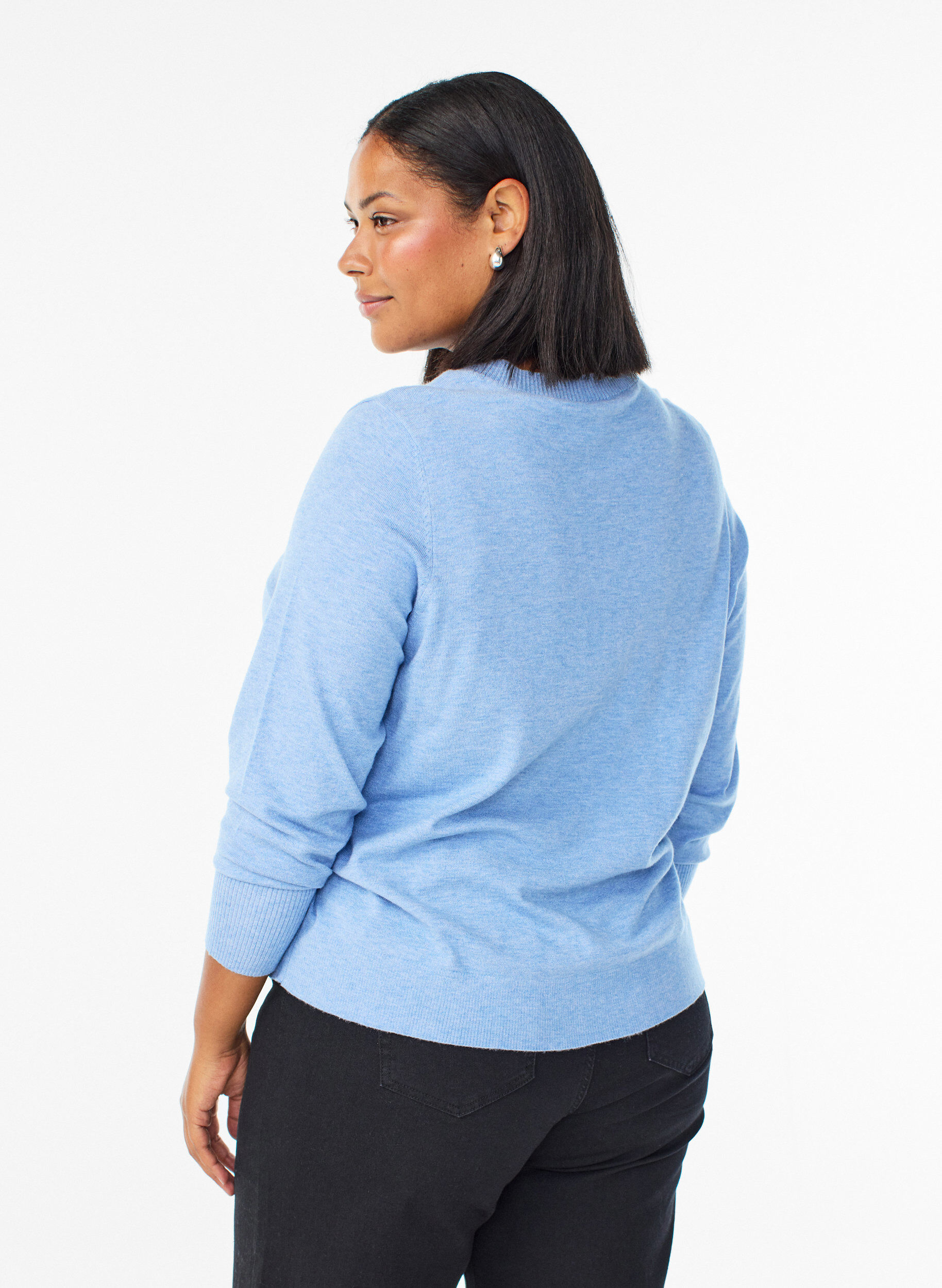 ZizziStrickpullover mit Rundhalsausschnitt, Blau, Model image number 2