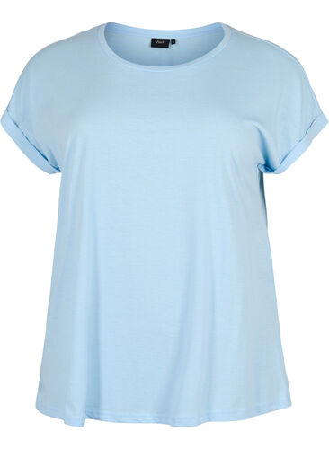 Kurzärmeliges T-Shirt aus einer Baumwollmischung, Chambray Blue , Packshot image number 0