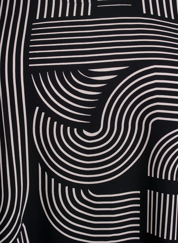 FLASH – Kurzarmbluse aus Viskose mit Aufdruck, Schwarz, Packshot image number 2