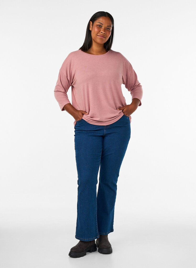 Bluse aus Jersey mit 3/4-&Auml;rmeln, Rot, Model image number 1