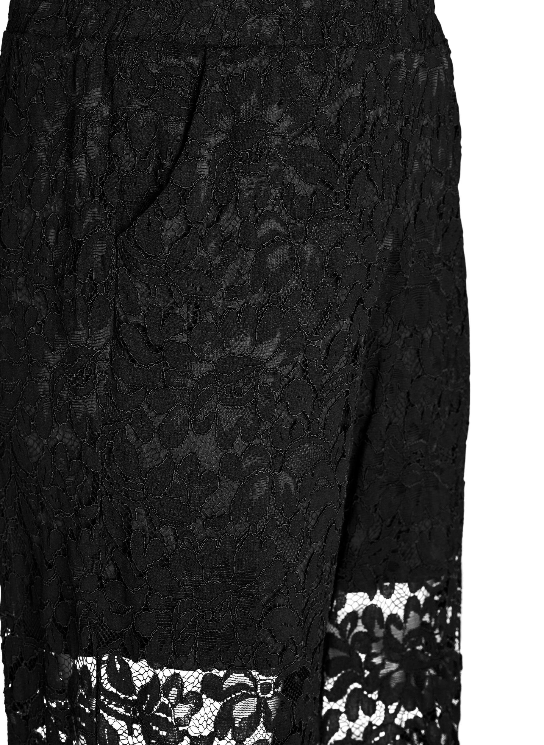 ZizziHoch taillierte Spitzenhose mit geraden Beinen, Schwarz, Packshot image number 2