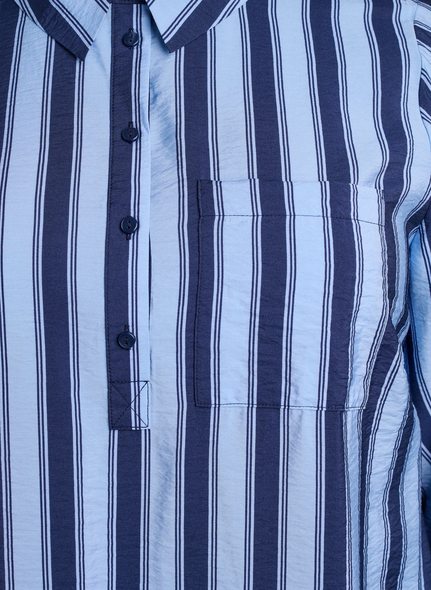 ZizziKleid mit Kragen und Brusttasche, Blau, Packshot image number 2