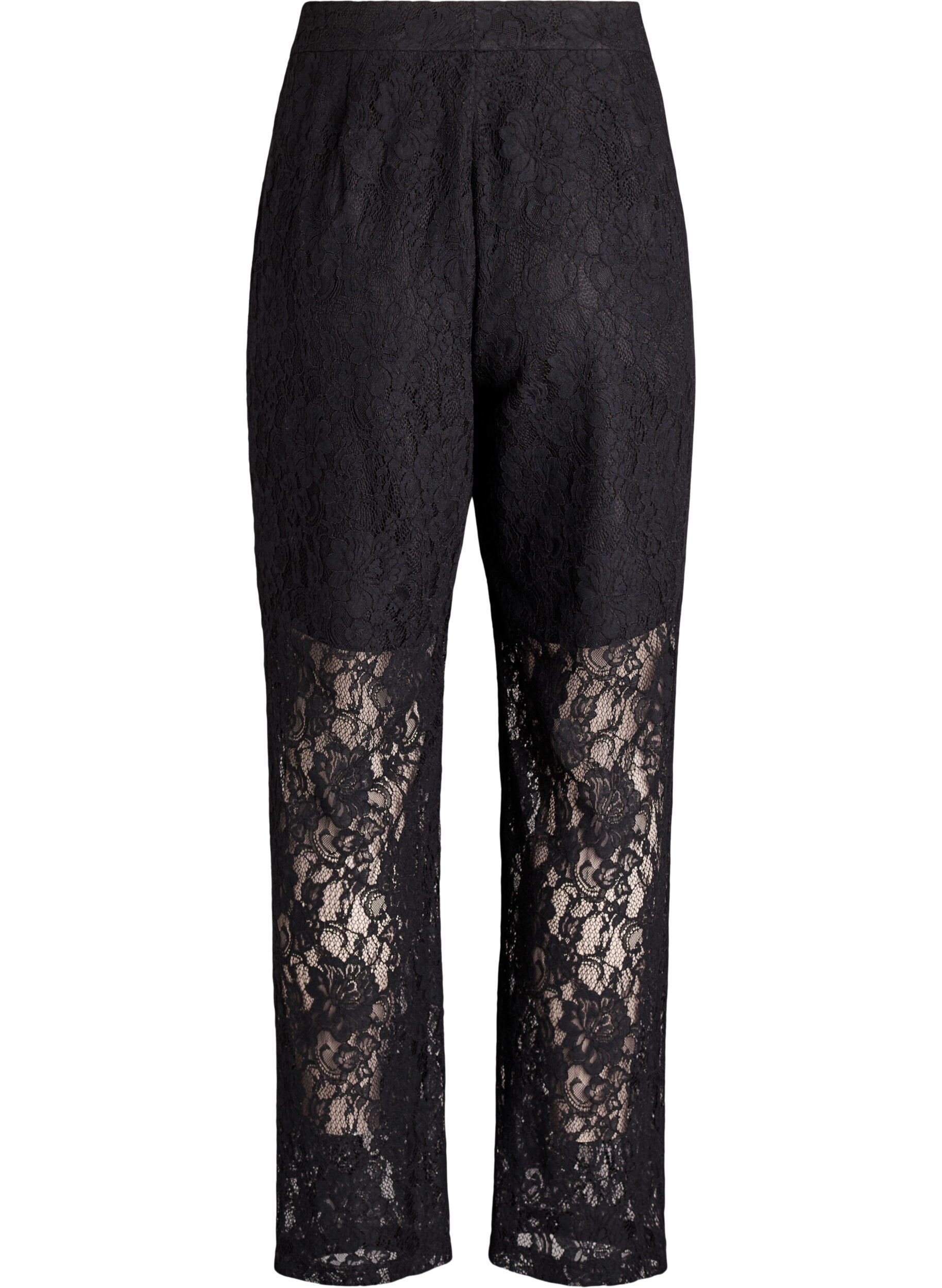 ZizziHoch taillierte Hose aus Spitze, Schwarz, Packshot image number 1