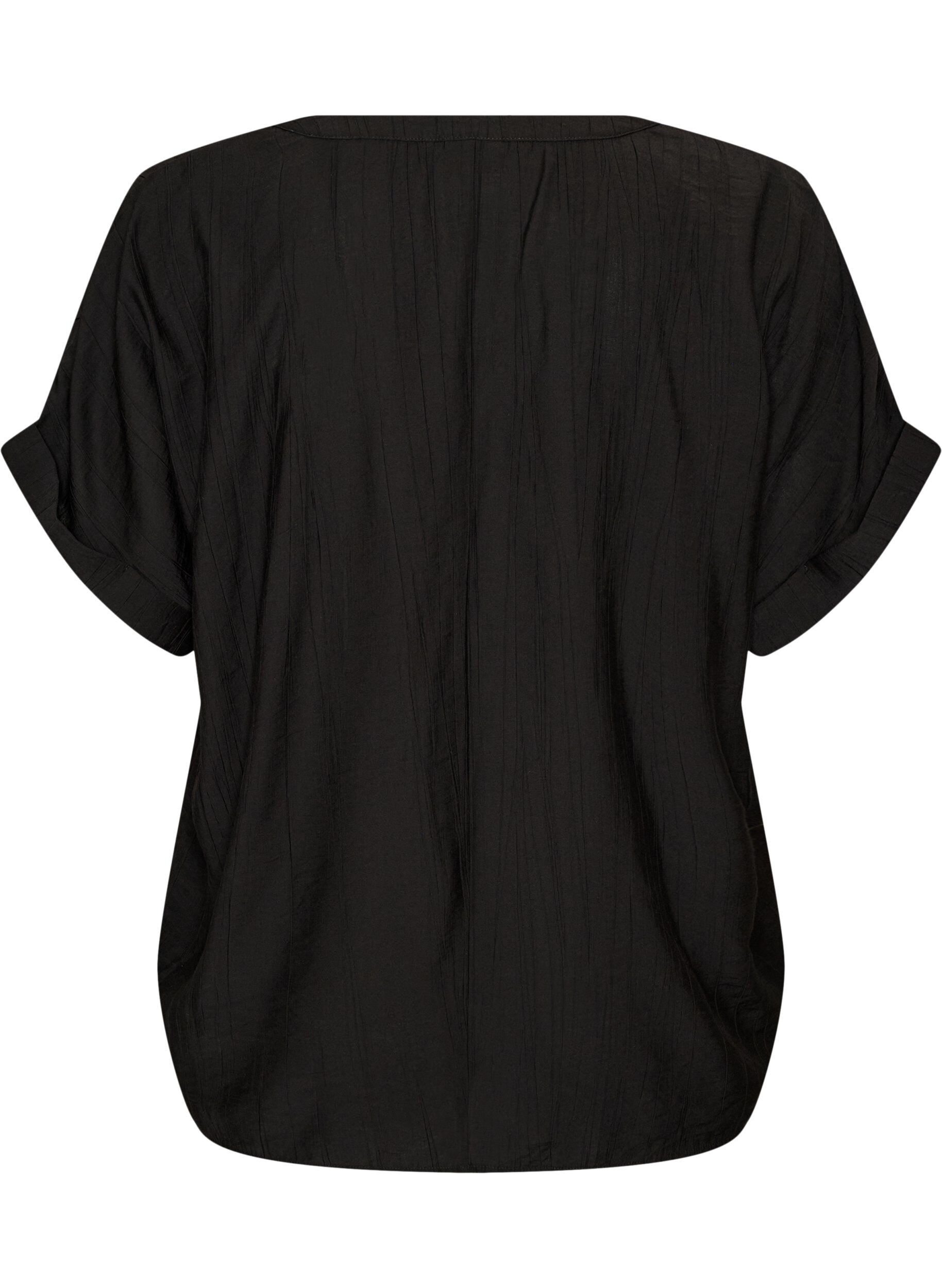 ZizziBluse aus Viskose mit Kn&ouml;pfen und Struktur, Schwarz, Packshot image number 1