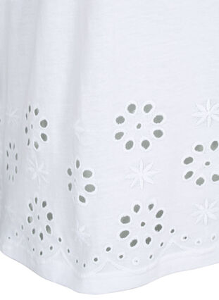 T-Shirt aus Baumwolle mit Broderi anglaise, Bright White, Packshot image number 3