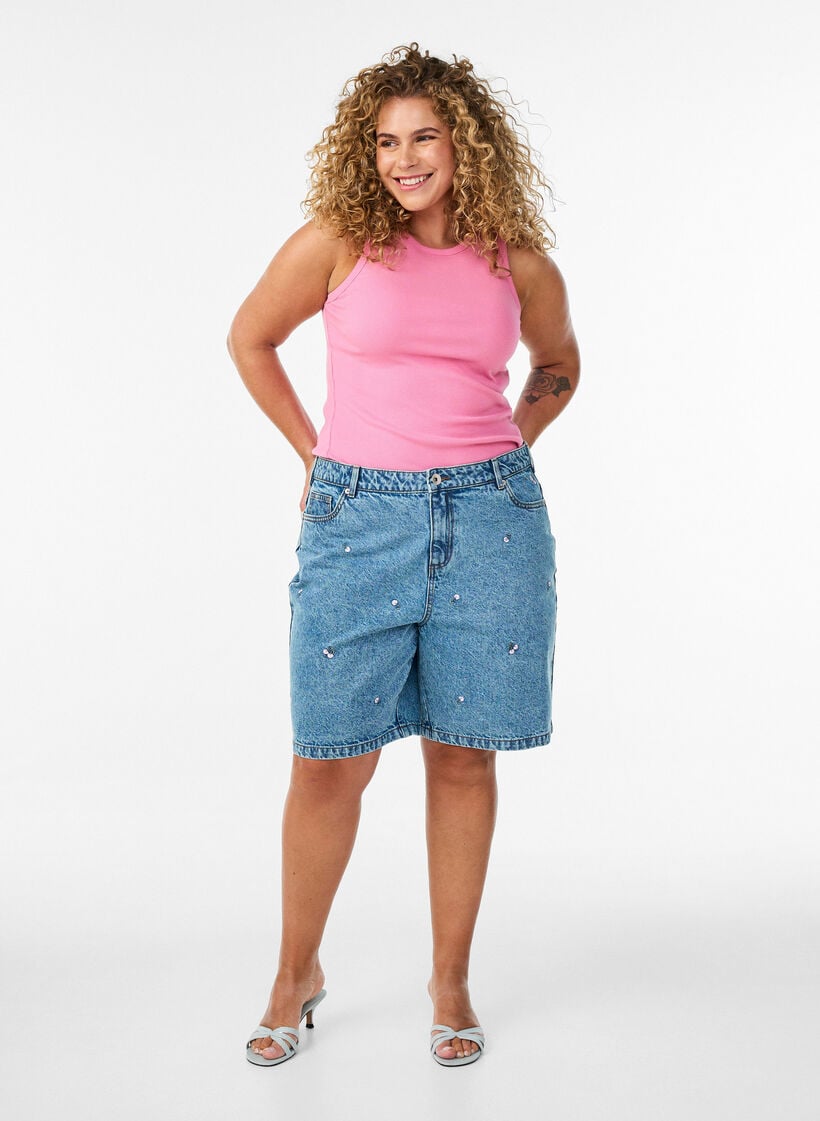 Ripptop aus Baumwolle mit hohem Kragen, Rot, Model image number 1