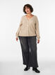 Strickjacke mit V-Ausschnitt und Rippstruktur, Beige, Model image number 1