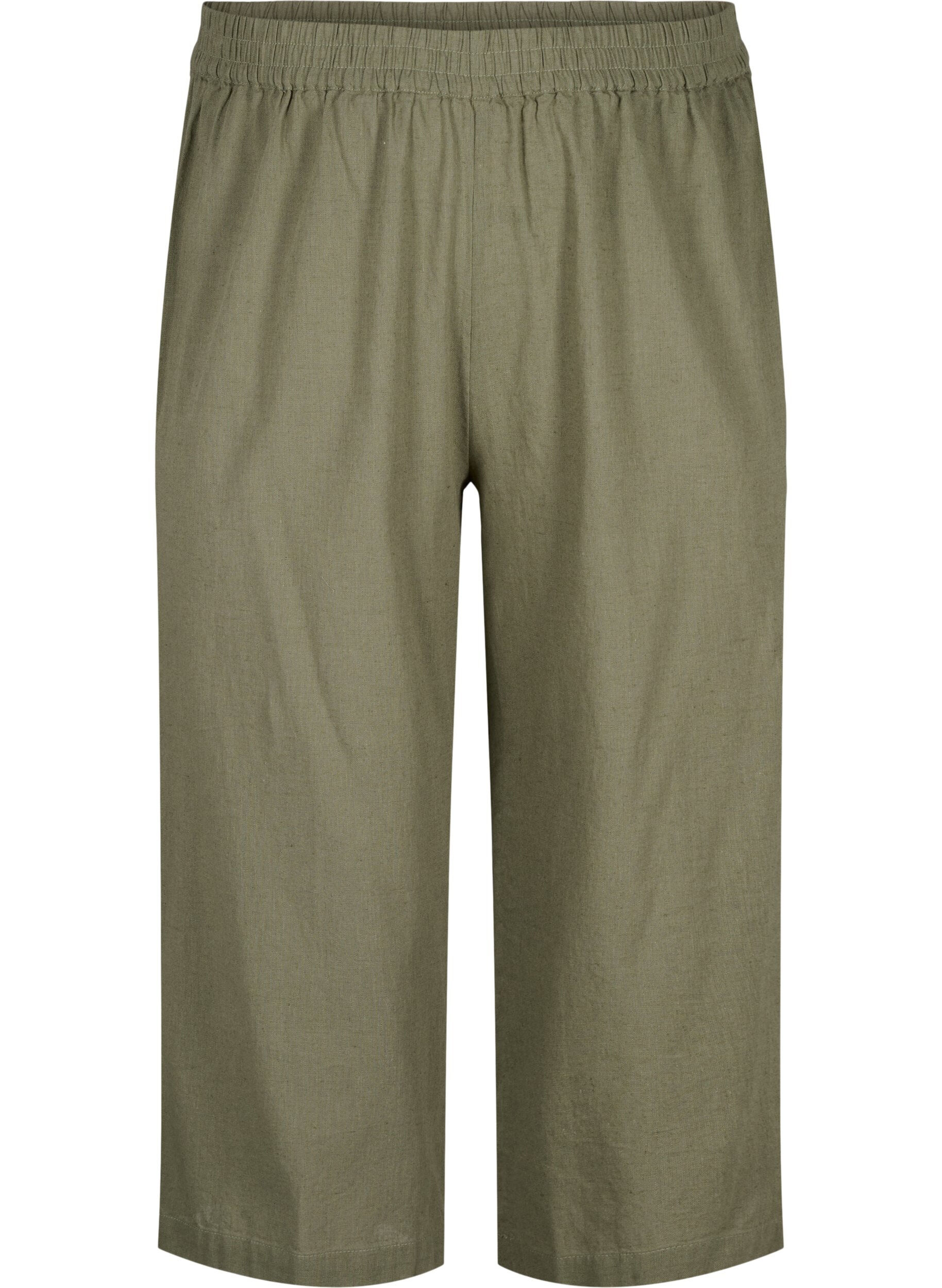 Zizzi7/8-Hose aus Baumwollmischung mit Leinen, Deep Lichen Green, Packshot image number 0