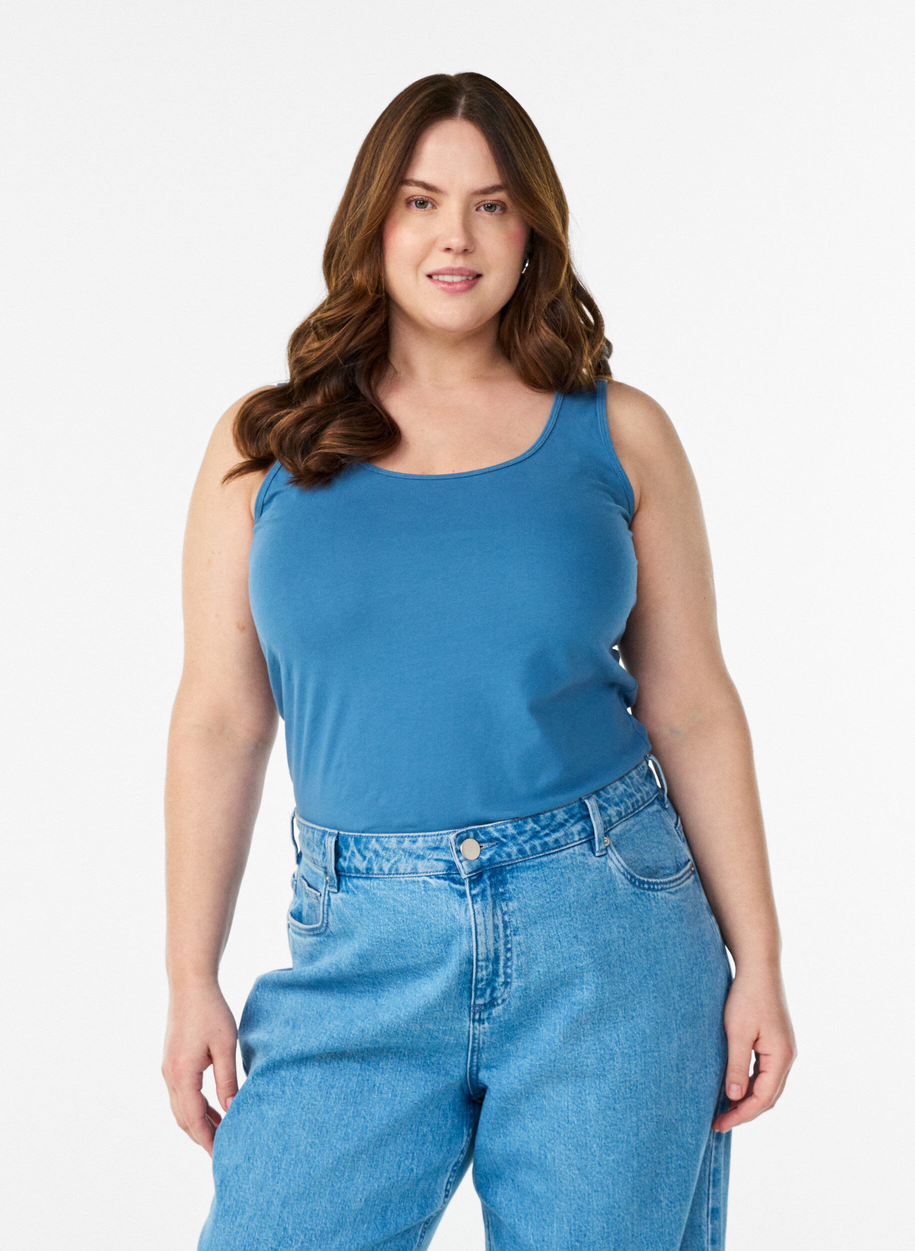 ZizziEinfarbiges Basic Top aus Baumwolle, Grau, Model image number 0