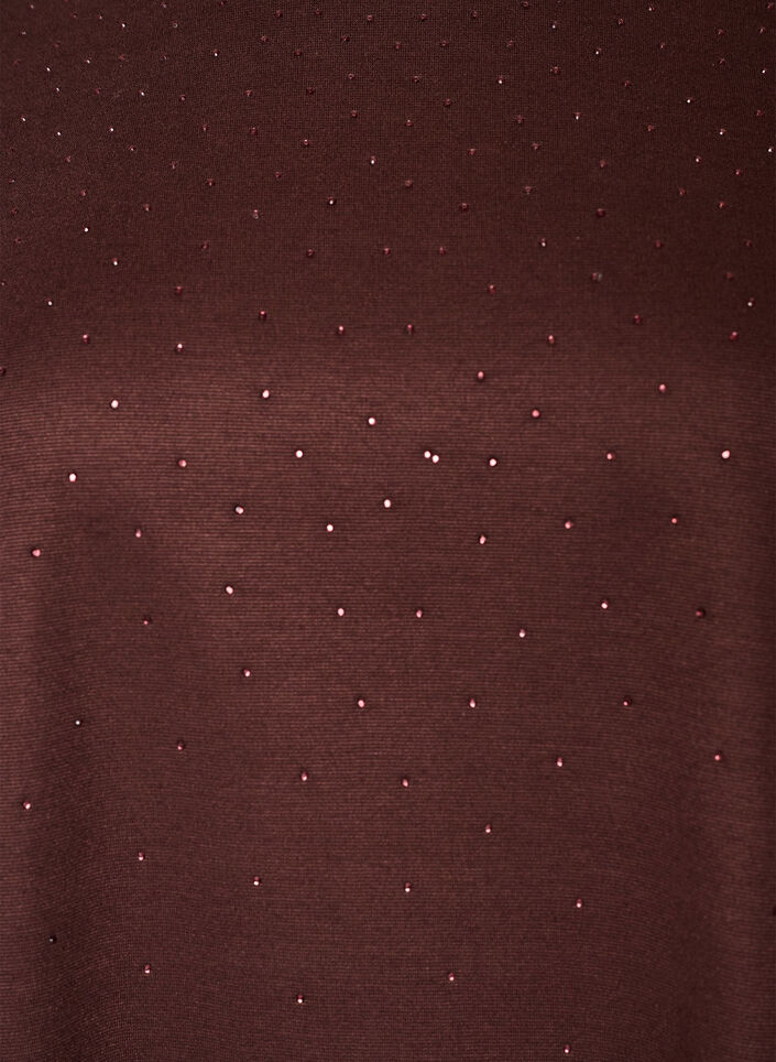 T-Shirt mit Strasssteinen und Rundhalsausschnitt, Braun, Packshot image number 2