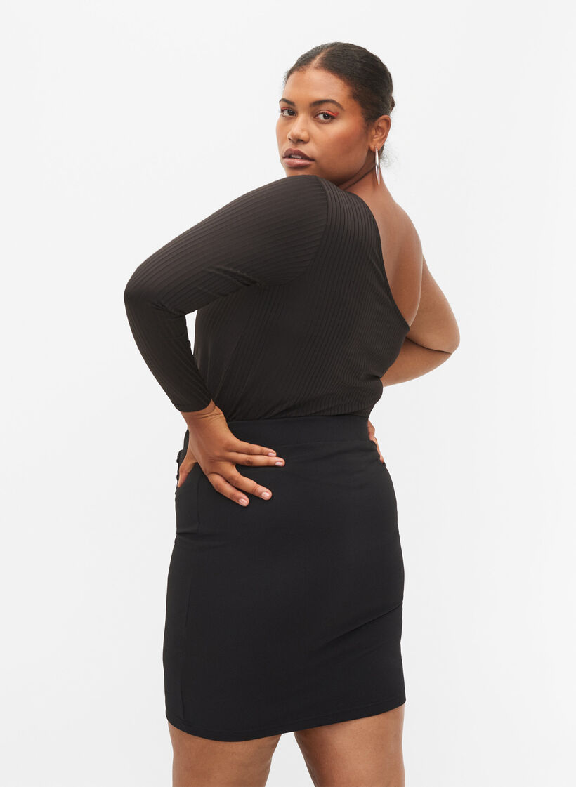 One -Shoulder Bluse, Black, Model image number 1