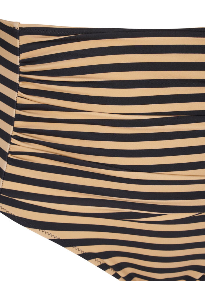 Hoch taillierte Bikinihosen mit Streifen, Braun, Packshot image number 2