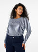 Gestreifte Bluse mit Motiv, White w.Navy Stripe, Model image number 0