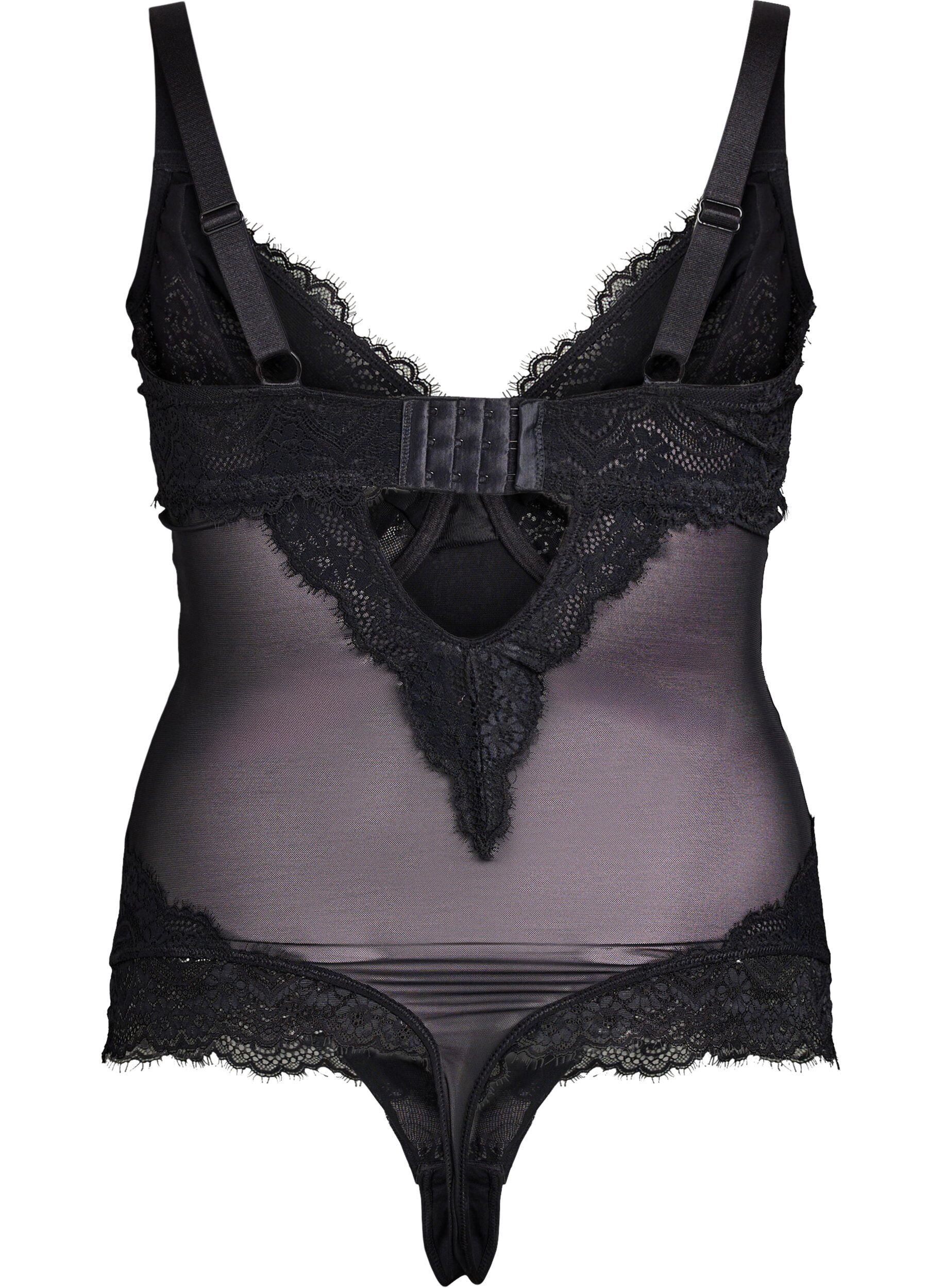 ZizziBody aus Mesh mit Spitze und B&uuml;gel, Schwarz, Packshot image number 1