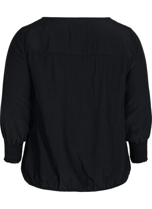 Bluse mit V-Ausschnitt und Smock, Black, Packshot image number 1