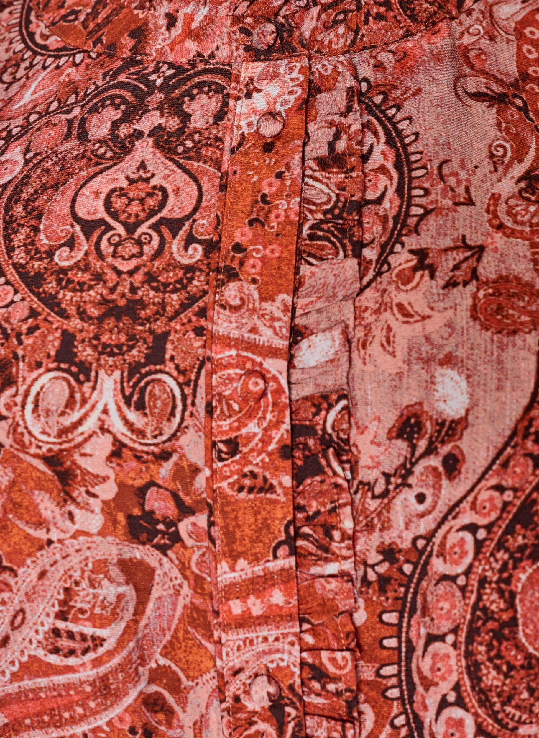 ZizziBluse aus Viskose mit Paisley-Print und R&uuml;schen, Orange, Packshot image number 2