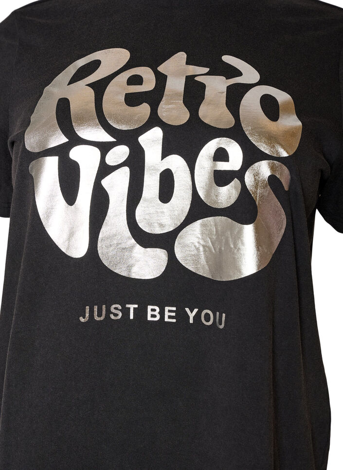 Grafik-T-Shirt aus Bio-Baumwolle, Schwarz, Packshot image number 2