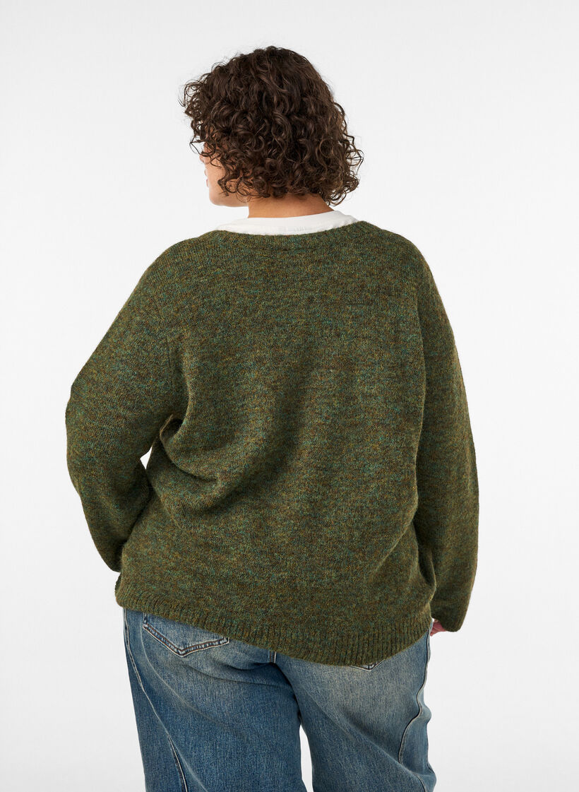 Lockerer Pullover mit Rundhalsausschnitt, Gr&uuml;n, Model image number 2