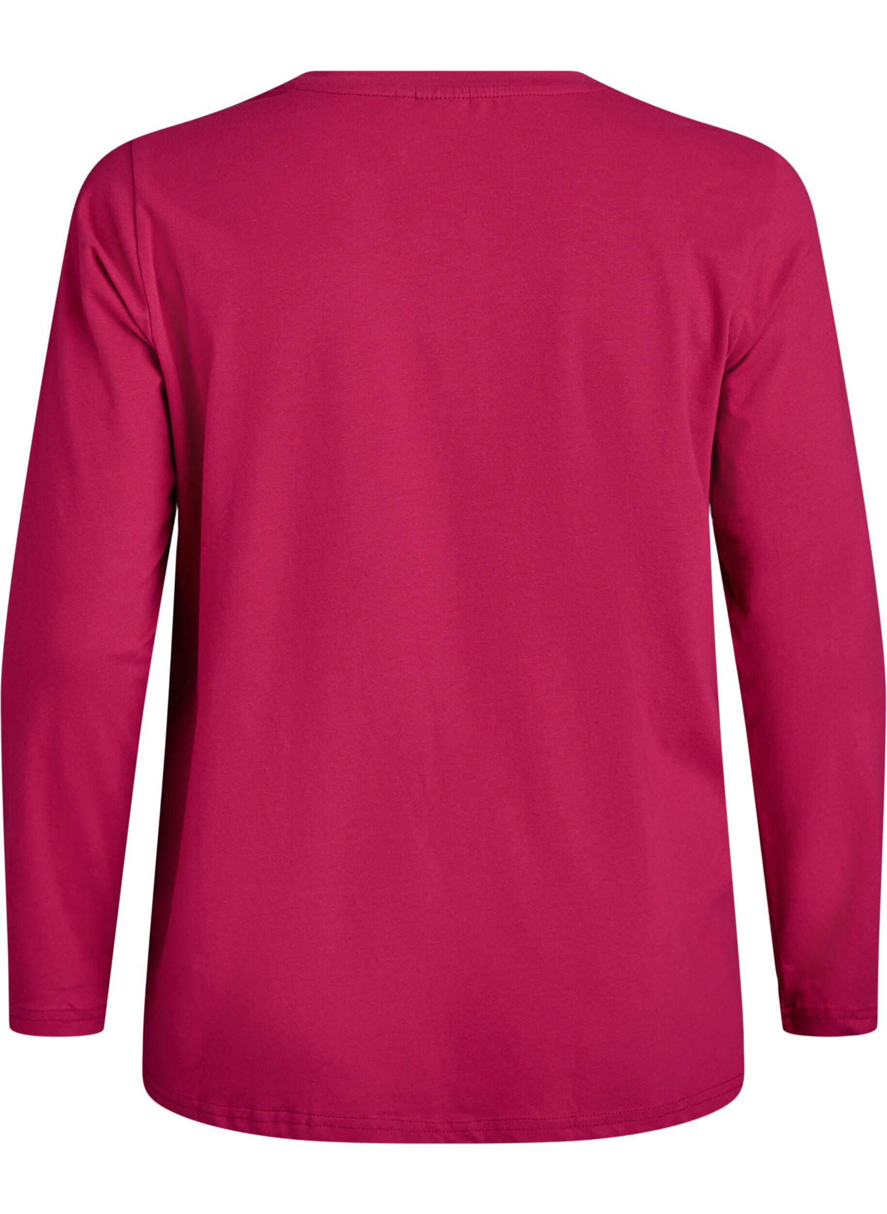 ZizziBasic Top aus Jersey mit langen &Auml;rmeln, Pink, Packshot image number 1