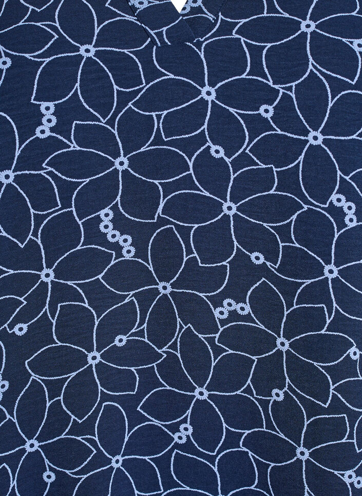 Langärmelige Bluse mit Blumenstickerei, Blau, Packshot image number 2
