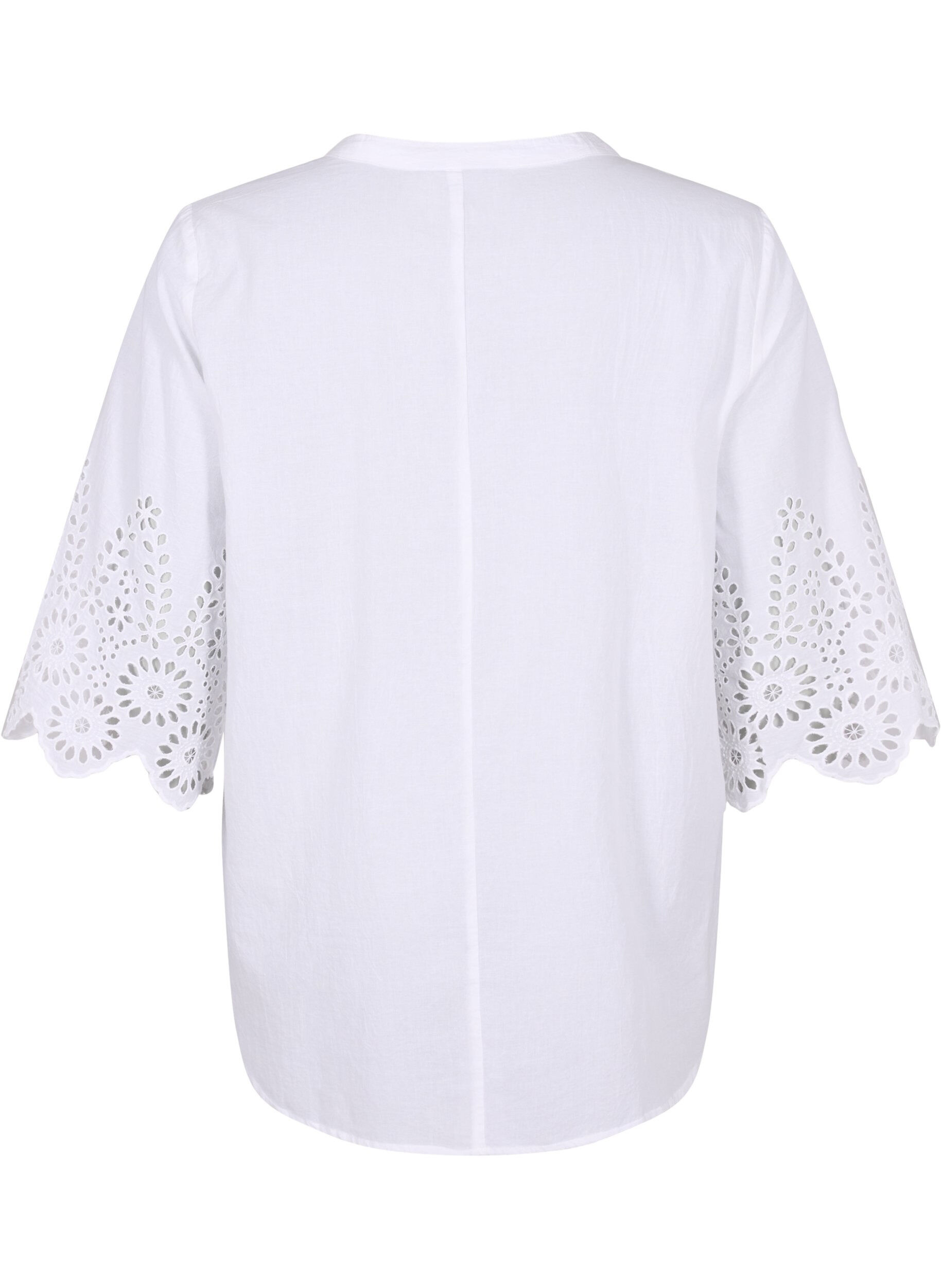 ZizziBluse mit Spitzenbesatz und 3/4-&Auml;rmeln, Bright White, Packshot image number 1