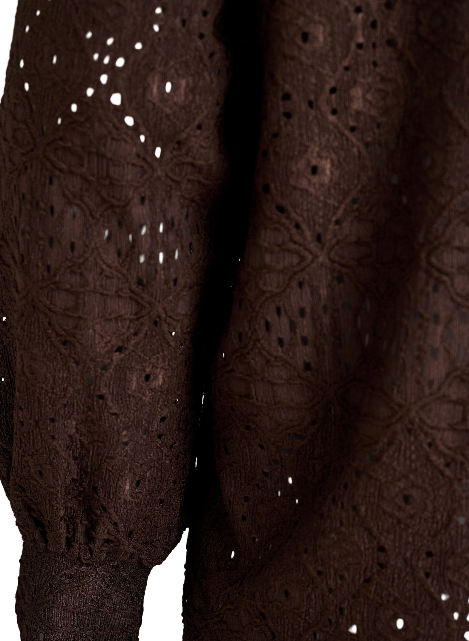 ZizziLang&auml;rmelige Bluse mit Lochstickerei, Braun, Packshot image number 3