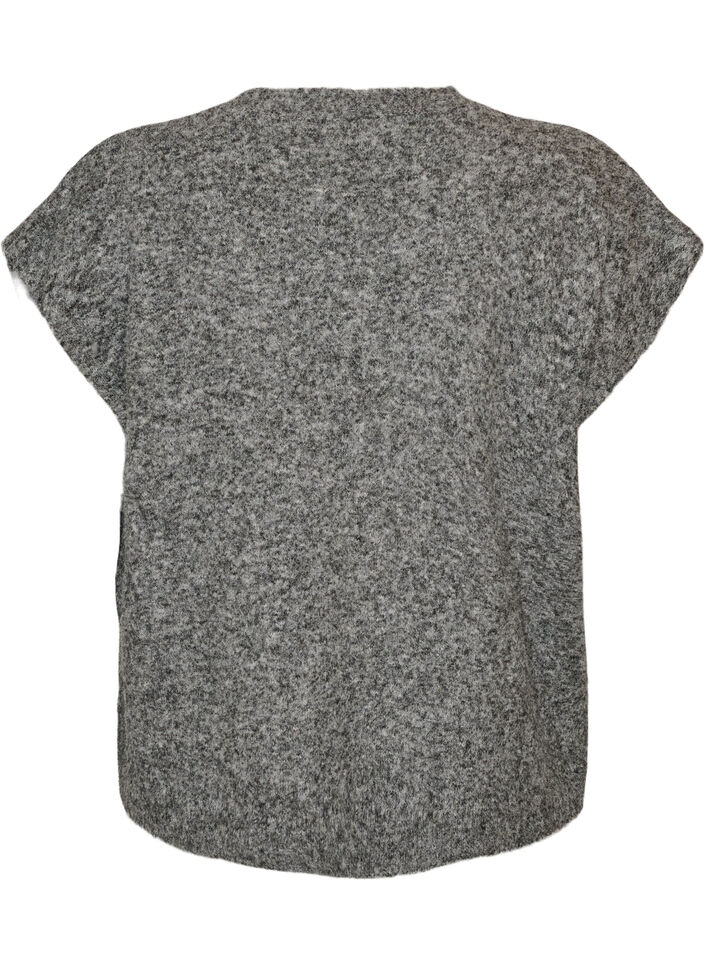 Strickweste mit V-Ausschnitt und Zierkn&ouml;pfen, Grau, Packshot image number 1