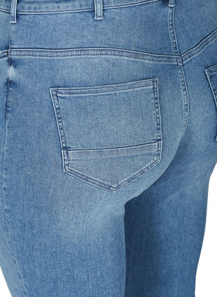 Cropped Amy Jeans mit Fransensaum, Blue denim, Packshot image number 3