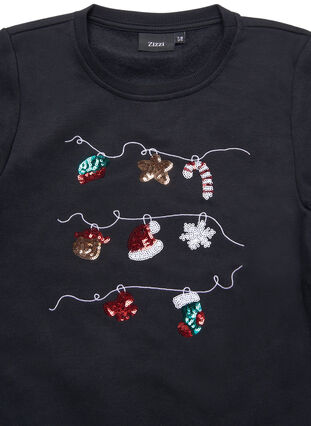 Weihnachts-Sweatshirt für Kinder, Black Decoration, Packshot image number 2