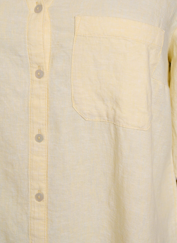 Bluse aus Leinen und Viskose mit 3/4-&Auml;rmeln, Gelb, Packshot image number 2